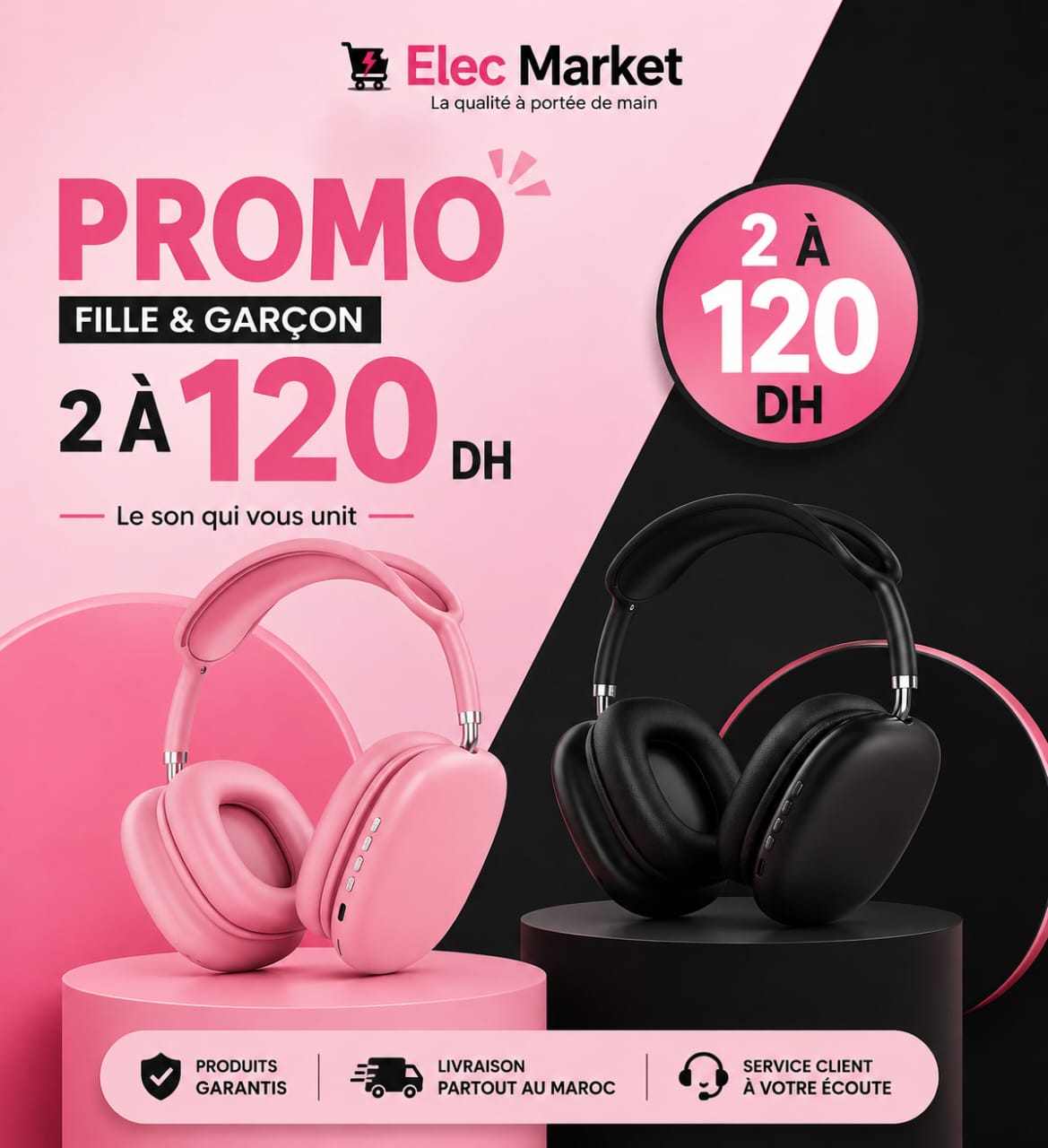 Casque audio Bluetooth sans fil Odishion GT-09